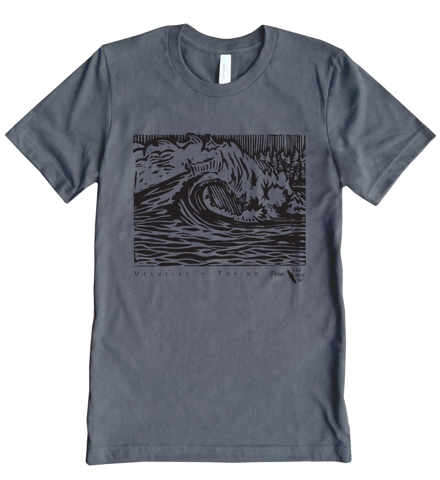 PNW Wave in Black Ink Unisex Cotton Jersey Tee