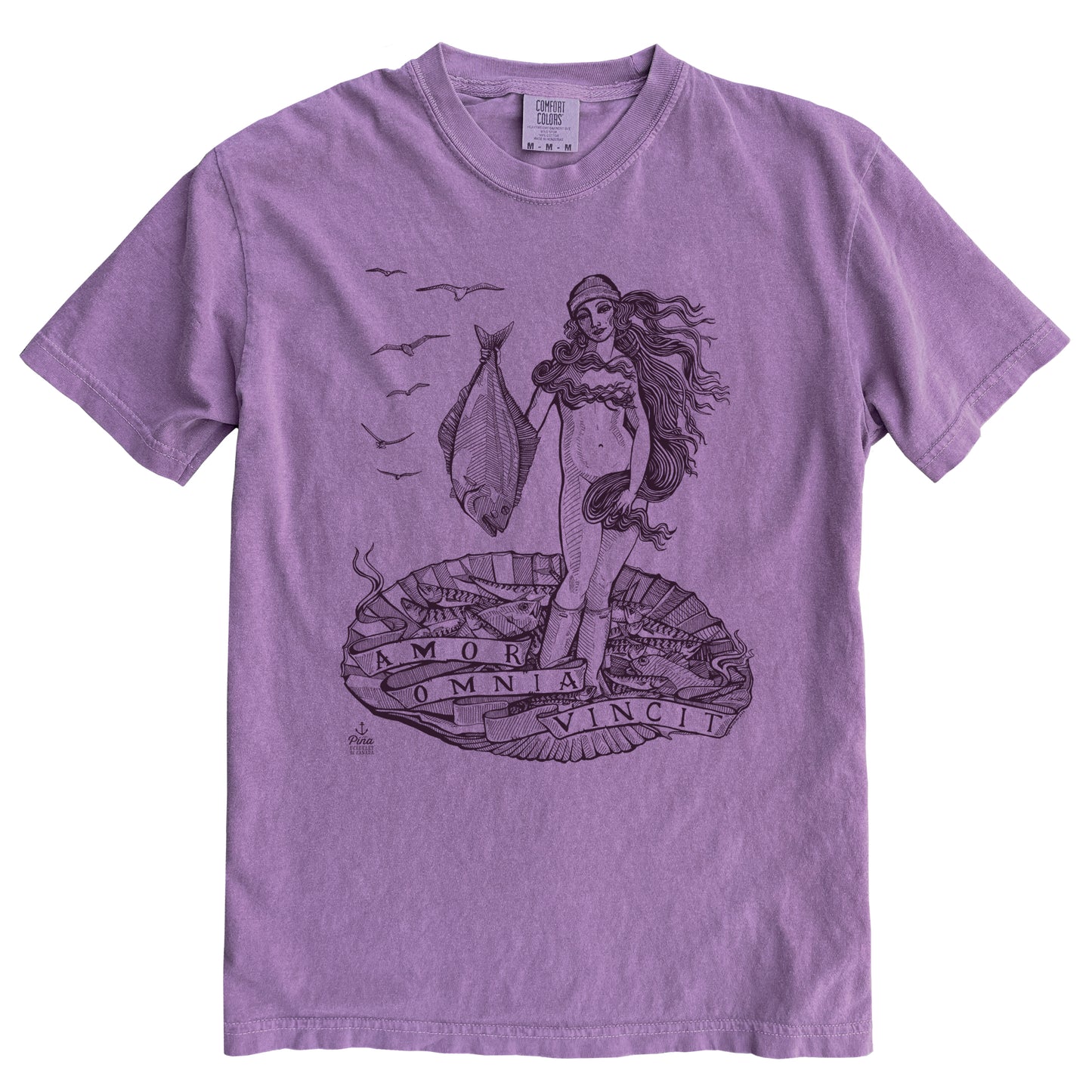 Birth of Venus in Black Ink Comfort Colours Heavyweight Cotton Tee