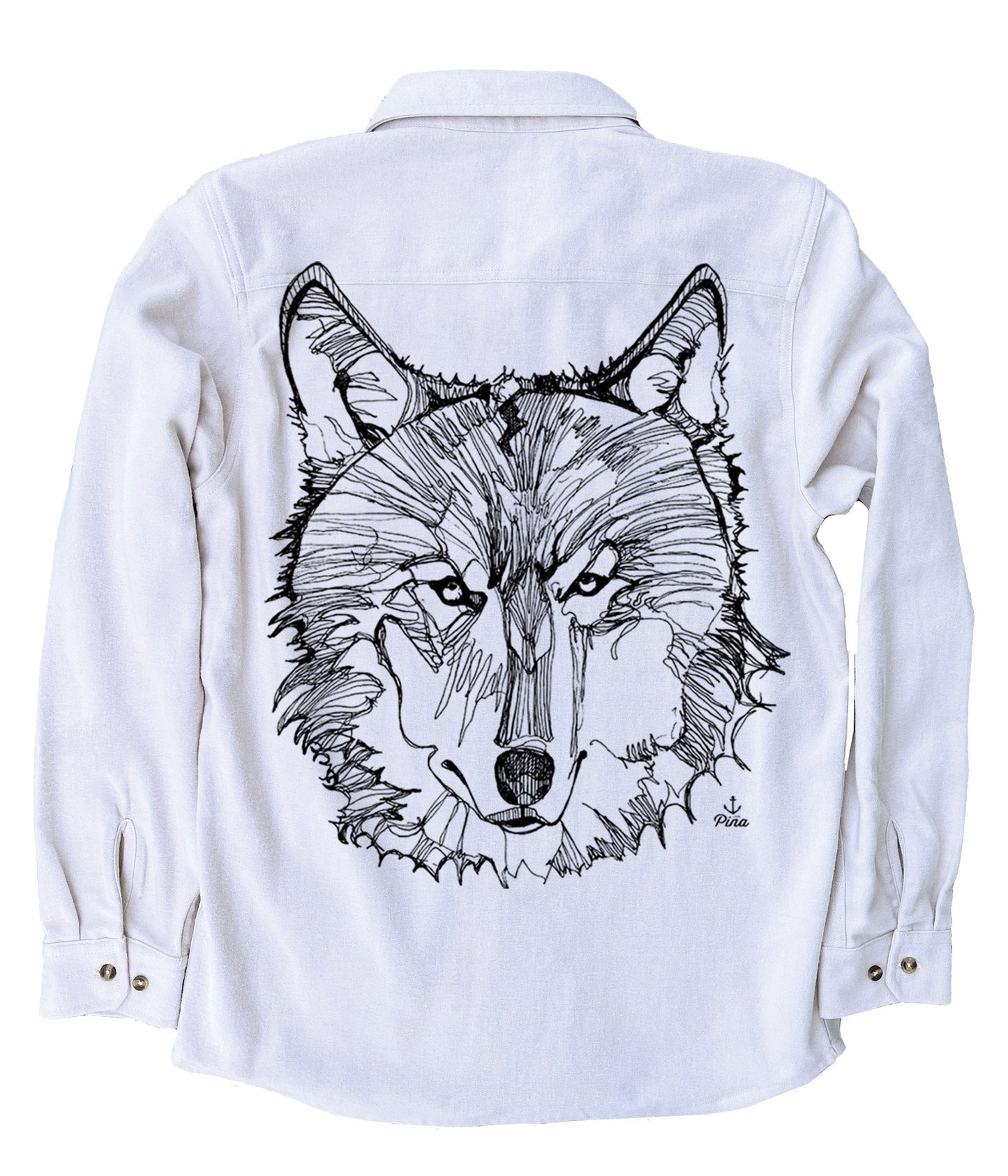 Wolf Face in Black Organic Cotton Flannel