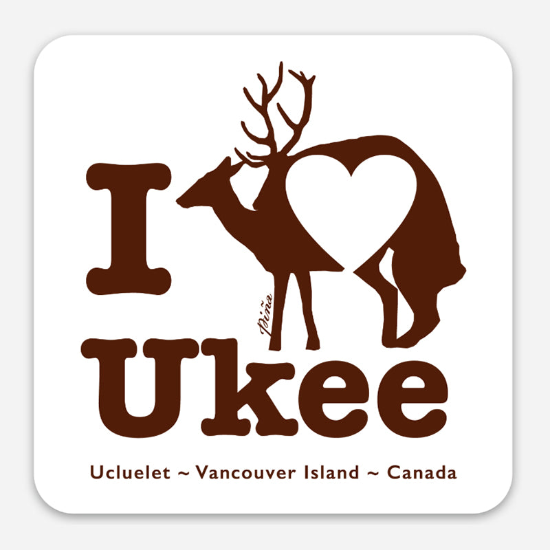 I Heart Ukee Deer Sticker