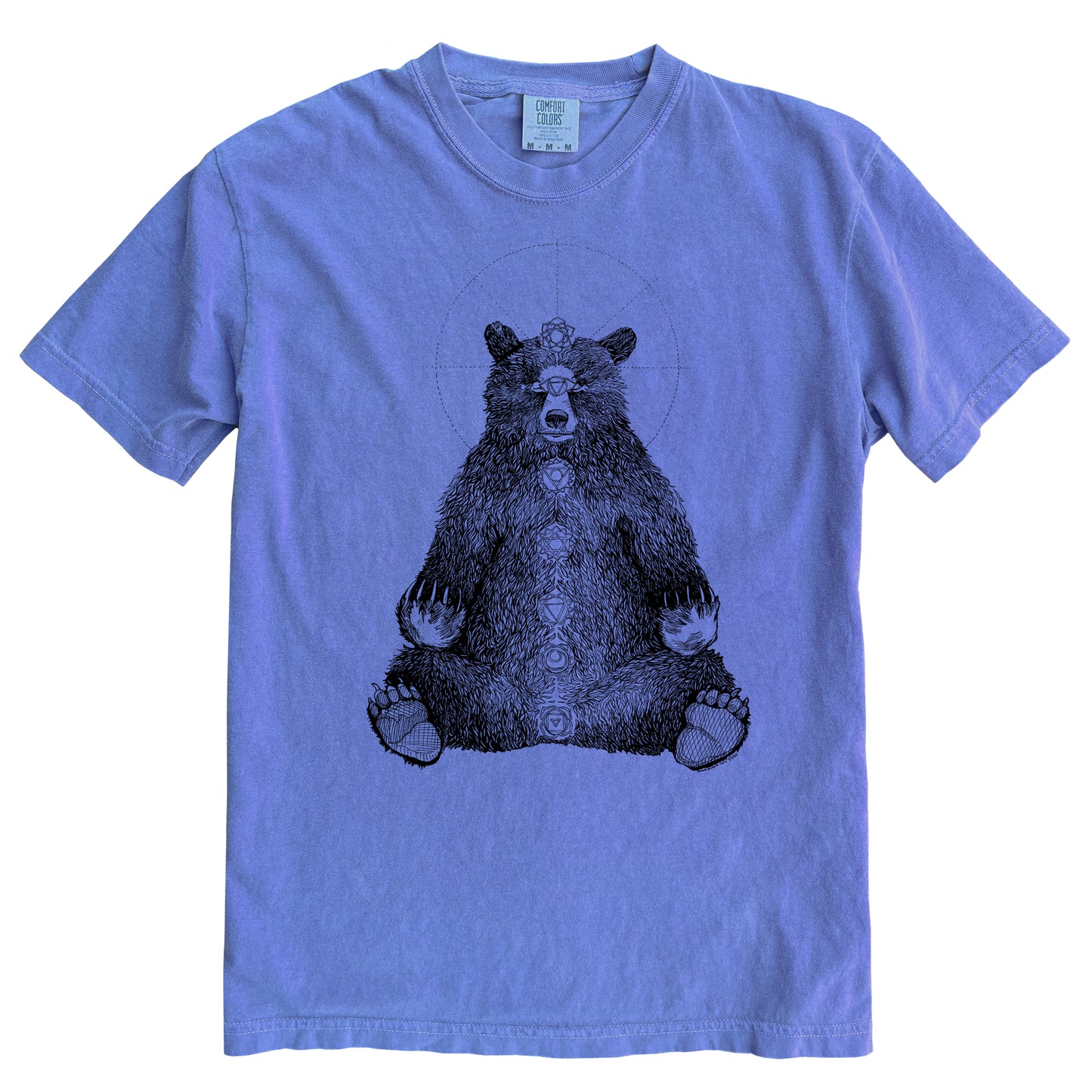 Kundalini Bear in Black Ink Comfort Colours Heavyweight Cotton Unisex Tee