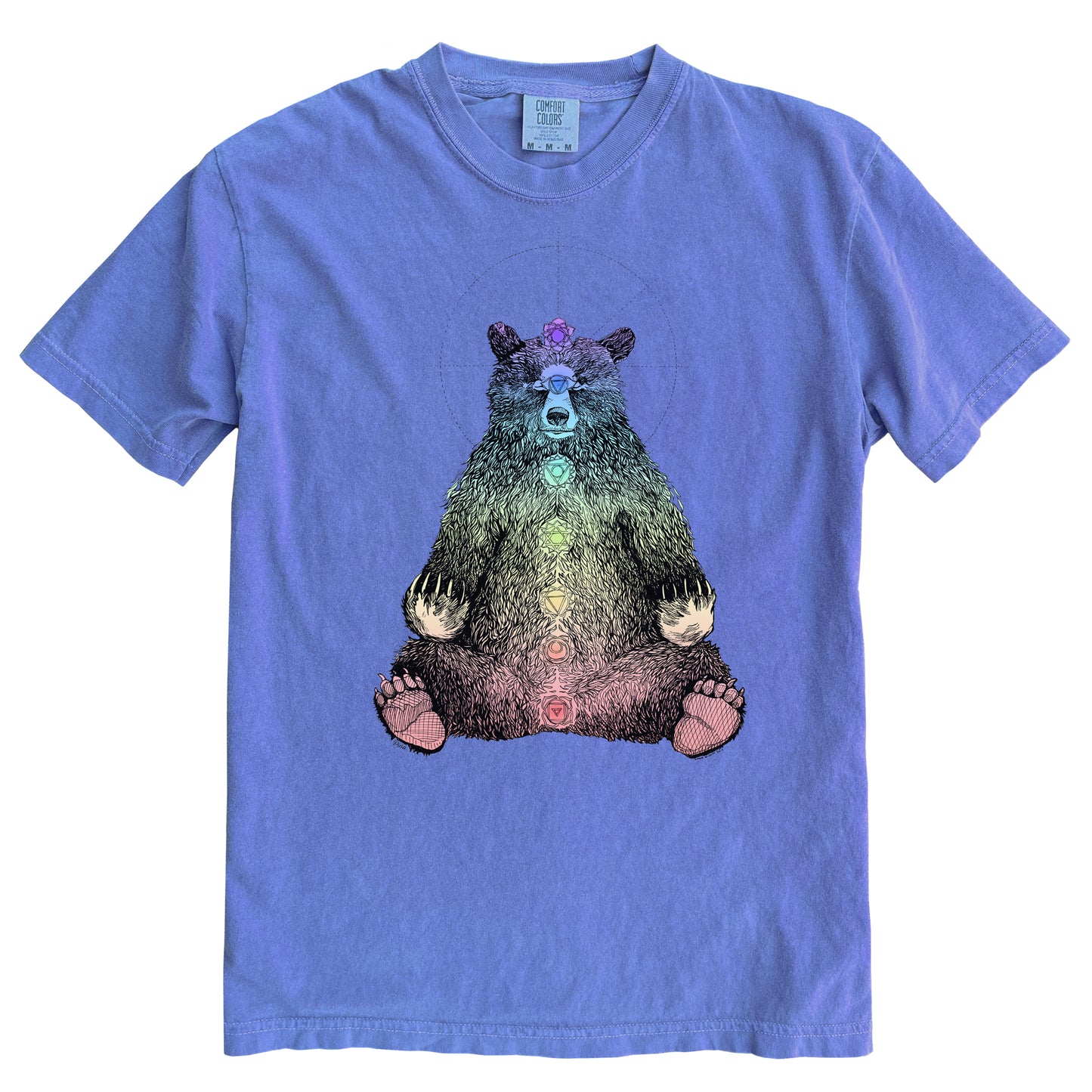 Kundalini Bear in Colour Ink Light on Dark Comfort Colours Heavyweight Cotton Unisex Tee