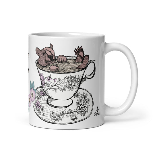 Bear in Teacup White Glossy Mug