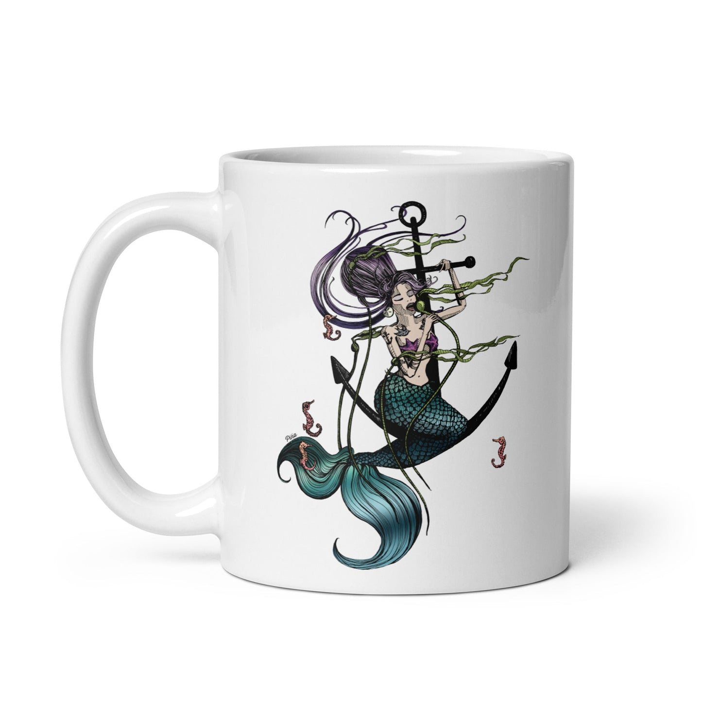 Mermaid Singing White Glossy Mug