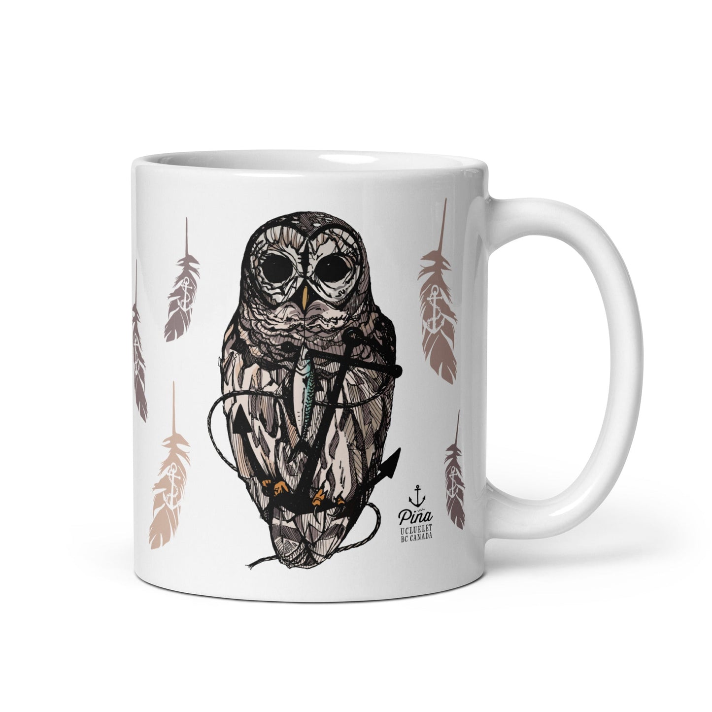 Owl & Anchor White Glossy Mug