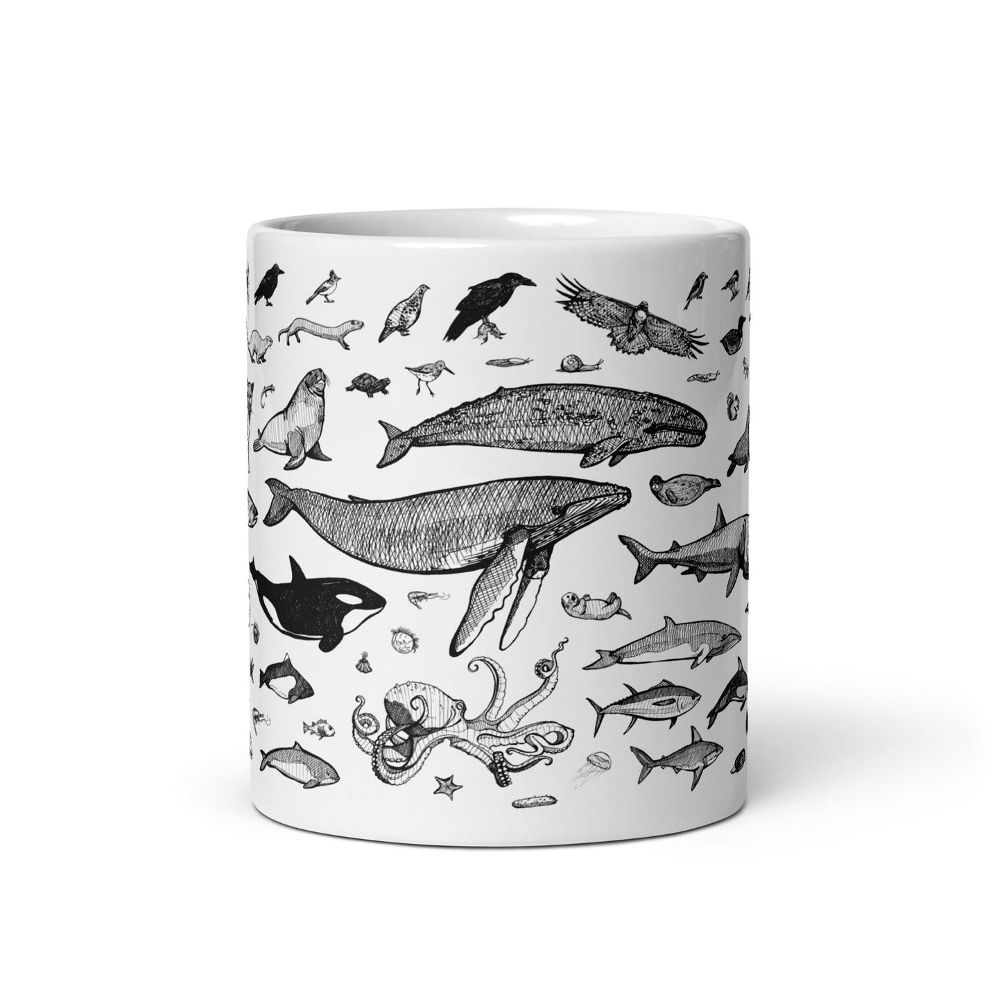 PNW Animal Species White Glossy Mug