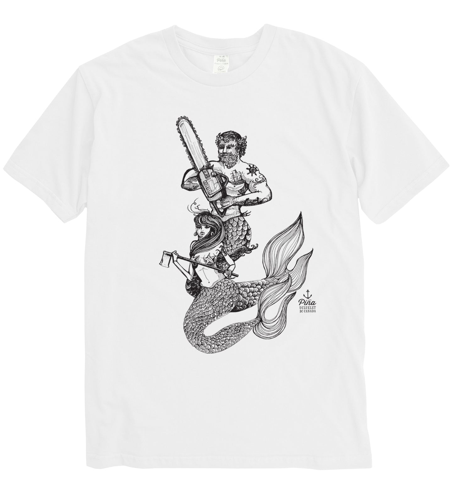 Chainsaw Merccouple in Black Ink Organic Cotton Unisex Tee