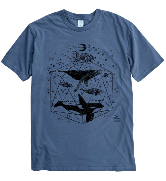 Galactic Whales in Black Ink Organic Cotton Unisex Tee