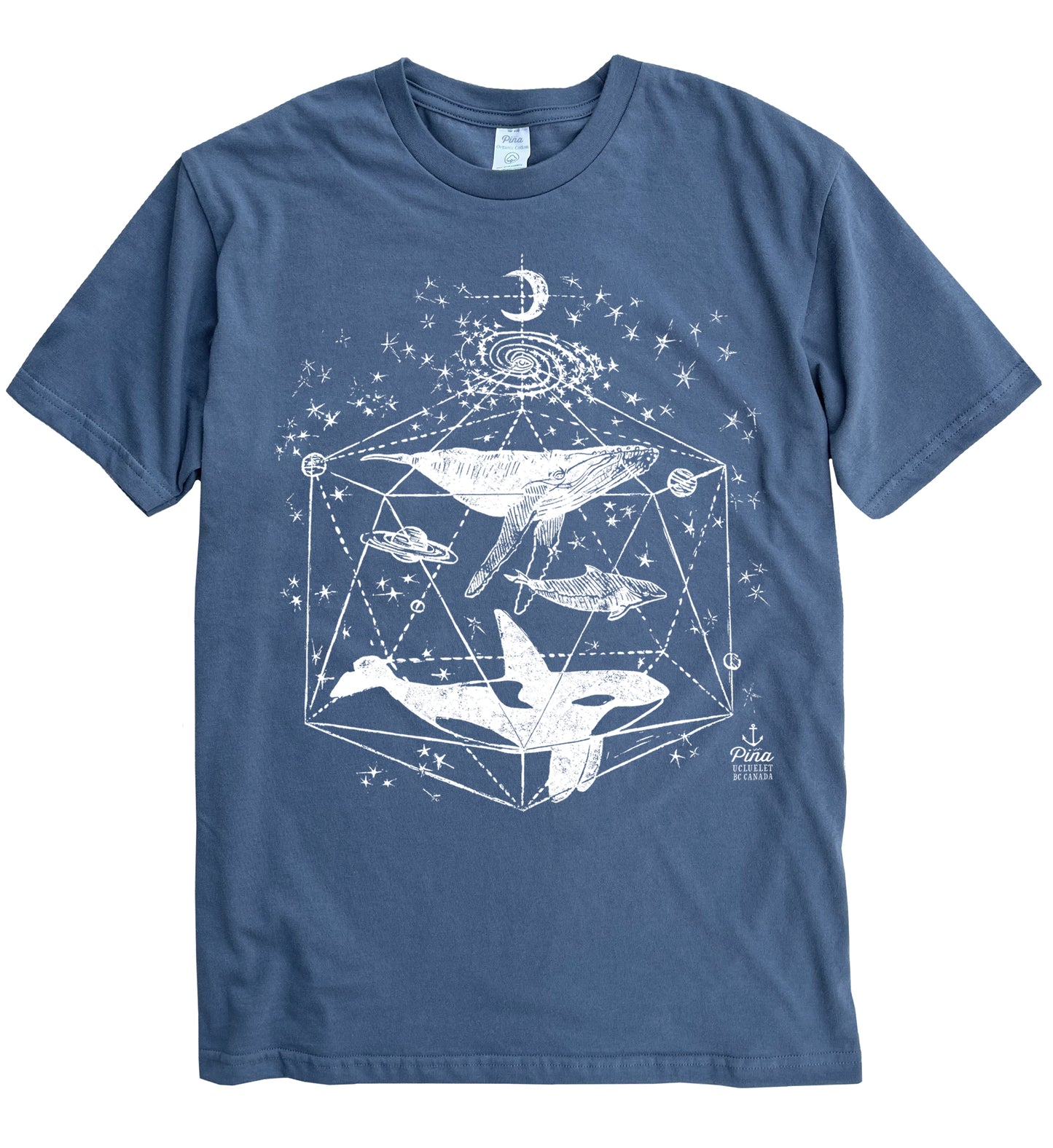 Galactic Whales in White Ink Organic Cotton Unisex Tee