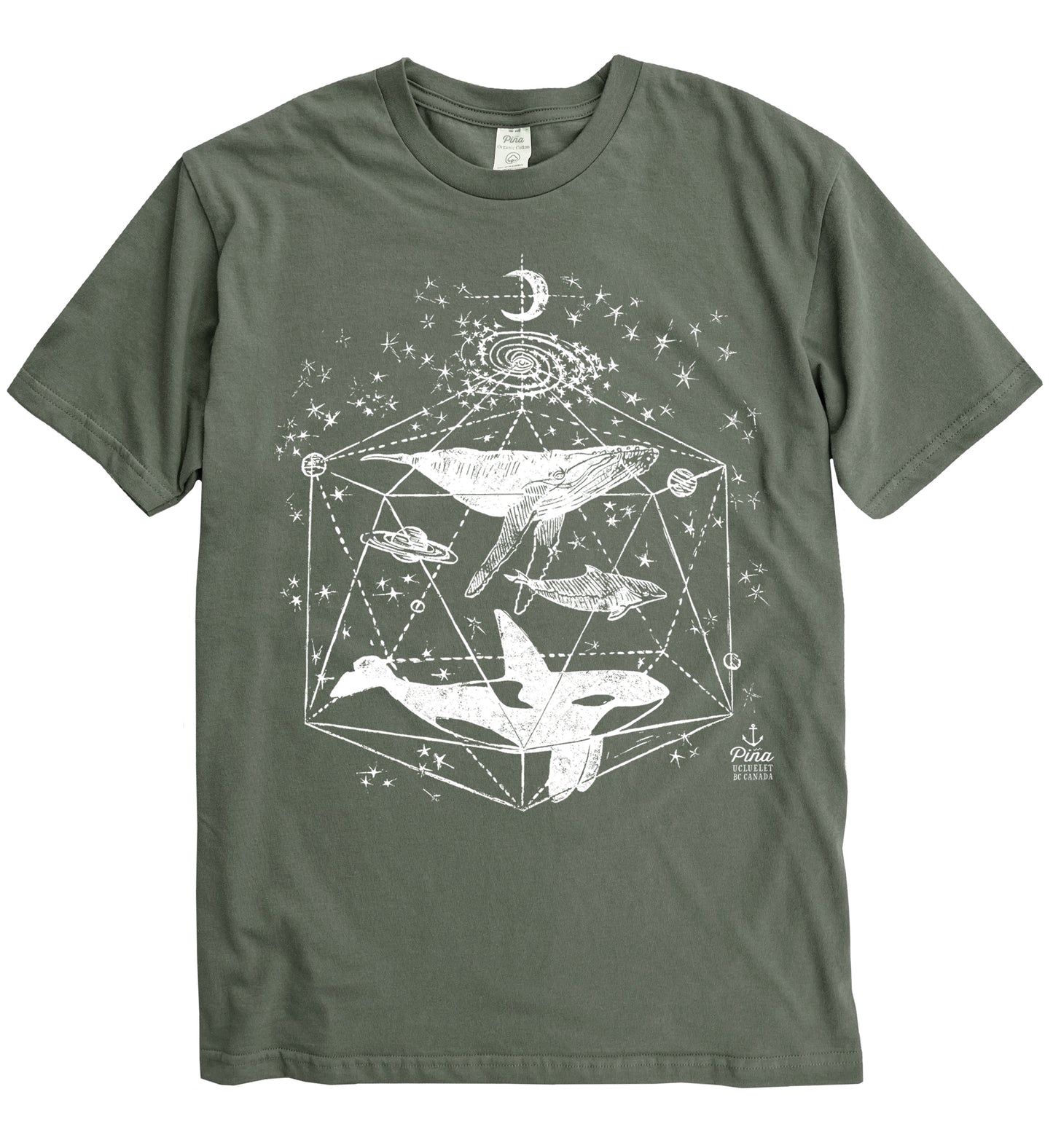 Galactic Whales in White Ink Organic Cotton Unisex Tee