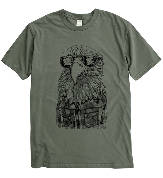 Hipster Eagle in Black Ink Organic Cotton Unisex Tee