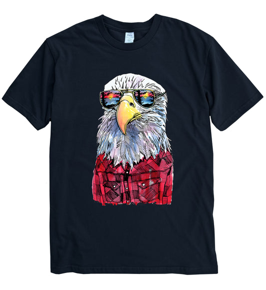 Hipster Eagle in Full Colour Organic Cotton Unisex Tee