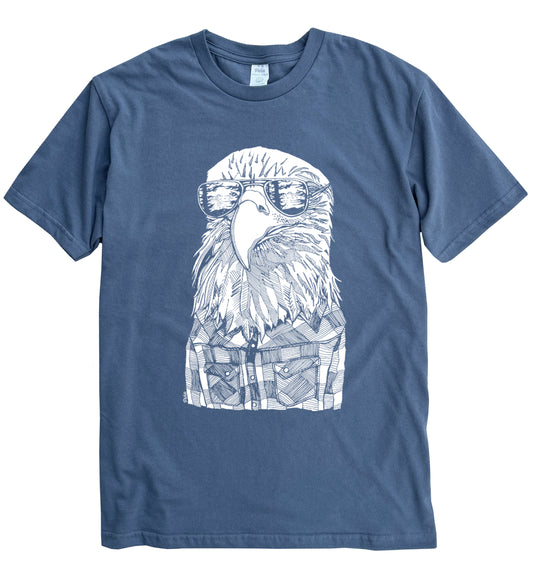 Hipster Eagle in White Ink Organic Cotton Unisex Tee