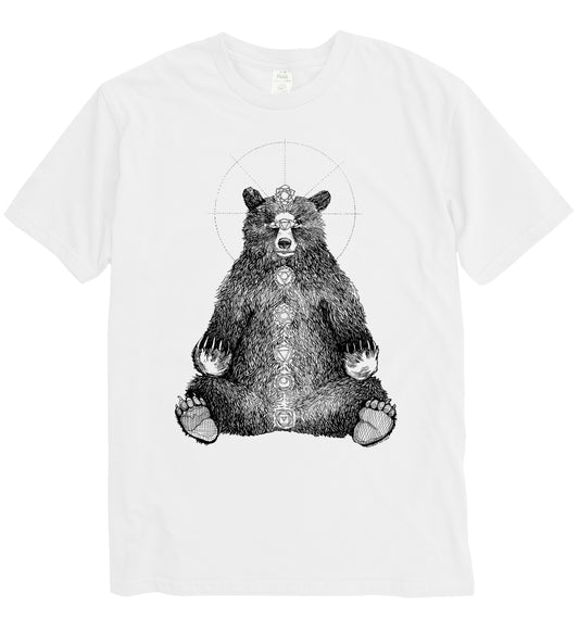 Kundalini Bear in Black Ink Organic Cotton Unisex Tee