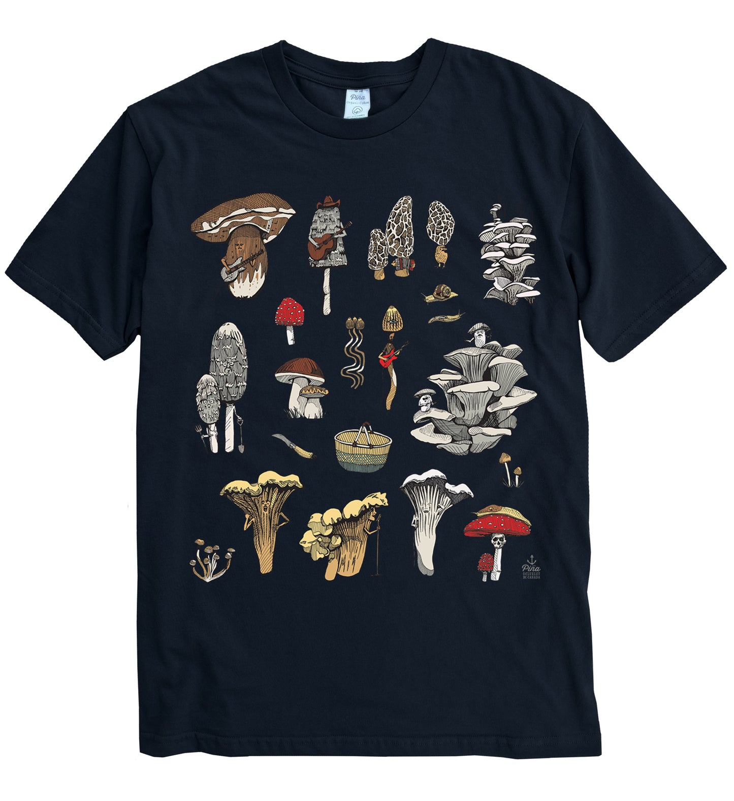 PNW Mushrooms in Colour Organic Cotton Unisex Tee