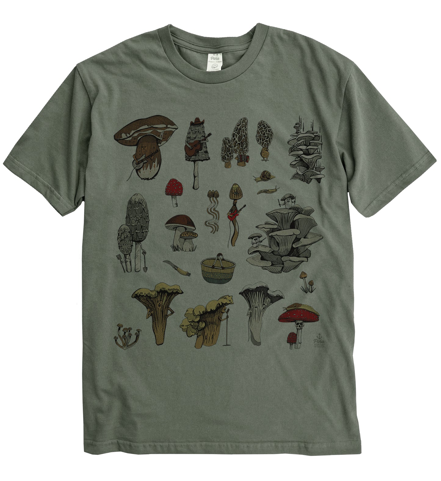 PNW Mushrooms in Colour Organic Cotton Unisex Tee