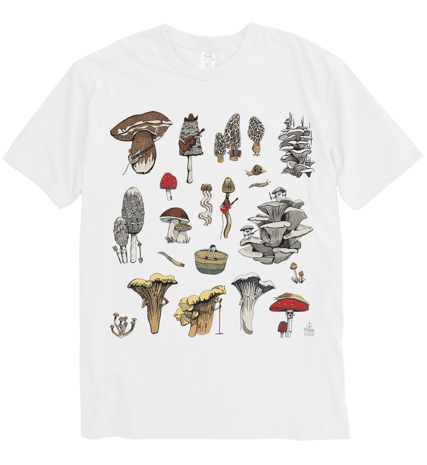 PNW Mushrooms in Colour Organic Cotton Unisex Tee