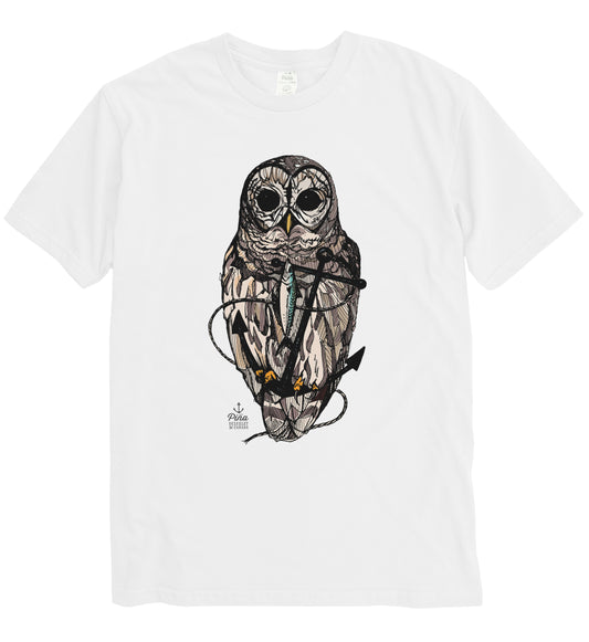 Owl & Anchor in Full Colour Organic Cotton Unisex Tee
