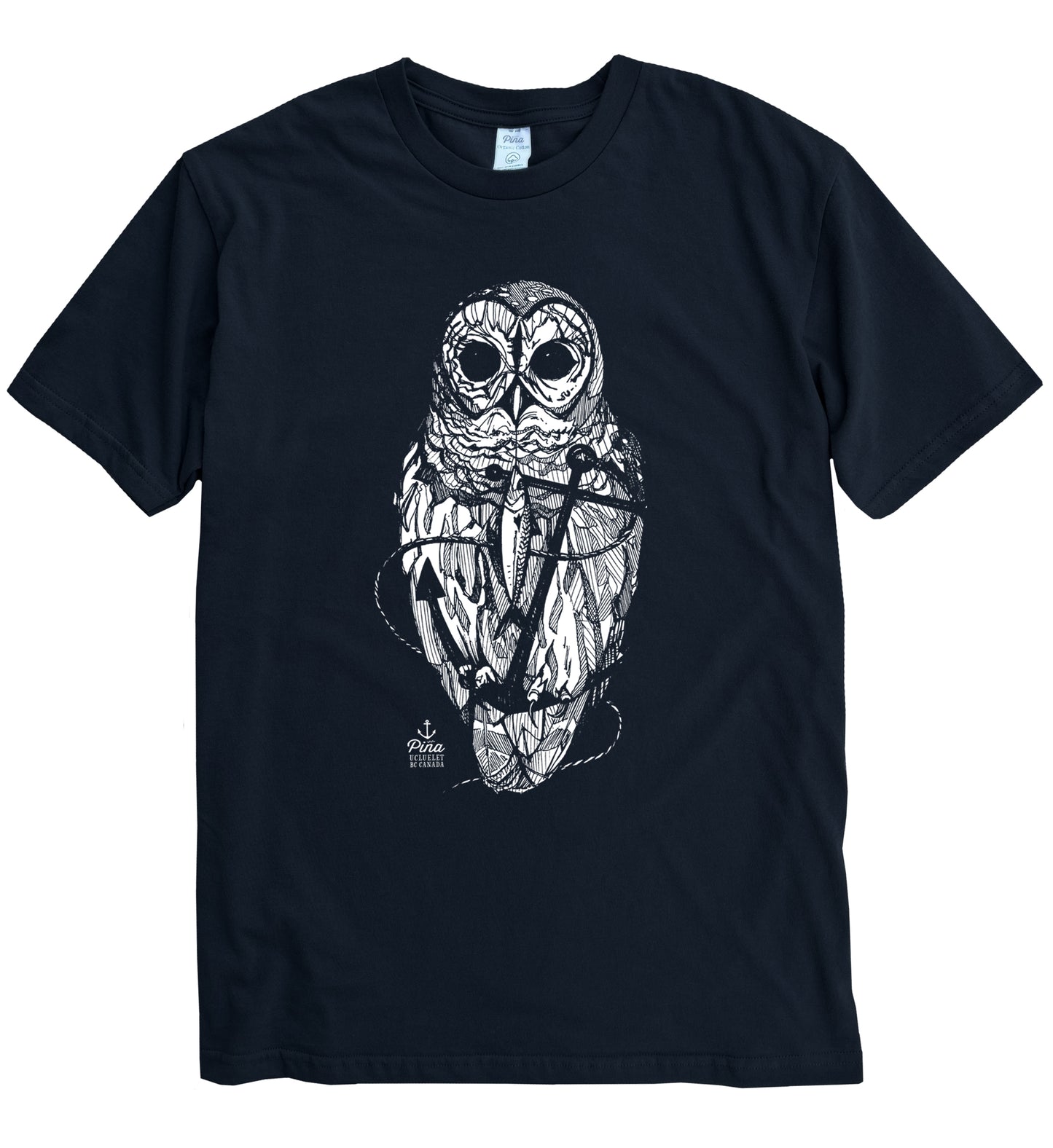 Owl & Anchor in White Ink Organic Cotton Unisex Tee