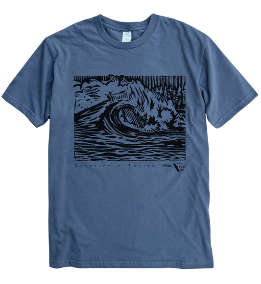 PNW Wave in Black Ink Organic Cotton Unisex Tee
