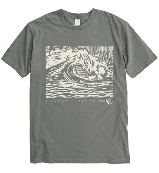 PNW Wave in Cream Ink Organic Cotton Unisex Tee