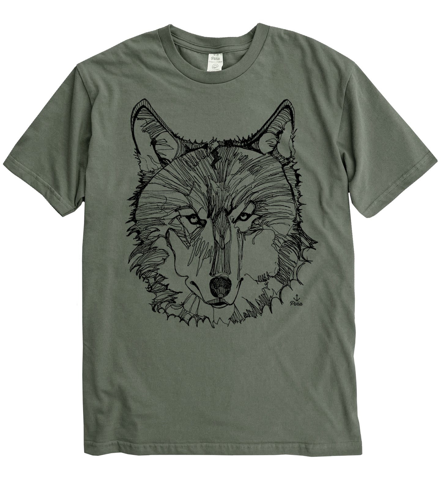 Wolf Face in Black Ink Organic Cotton Unisex Tee