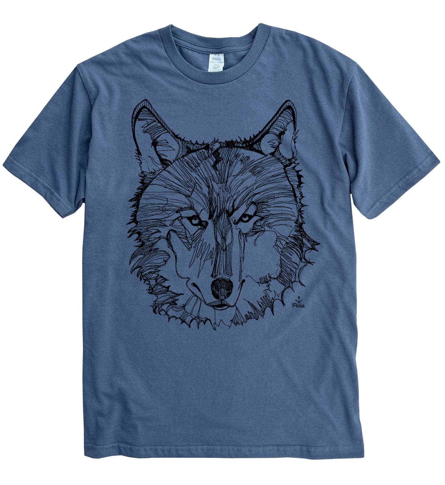 Wolf Face in Black Ink Organic Cotton Unisex Tee