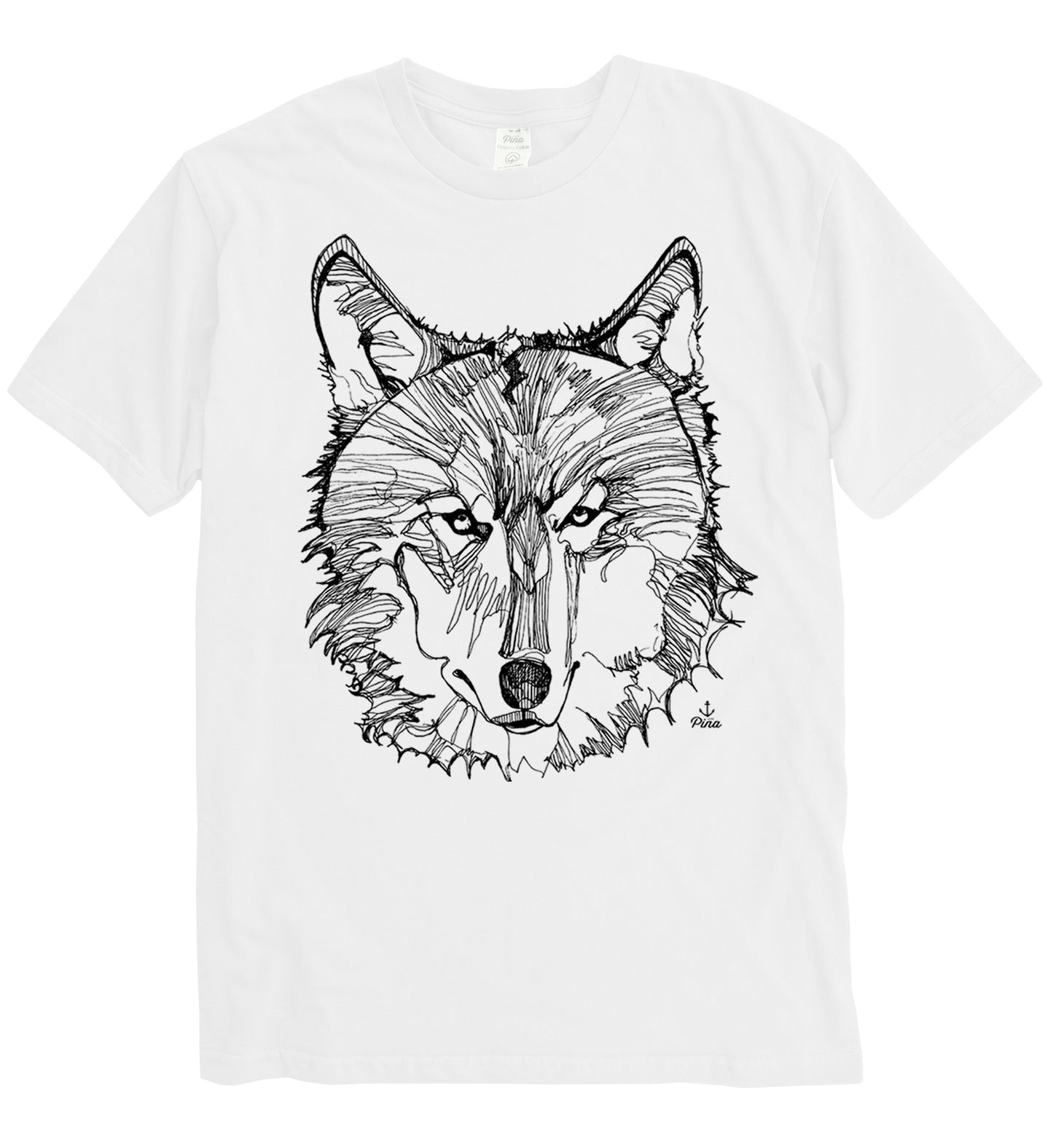 Wolf Face in Black Ink Organic Cotton Unisex Tee