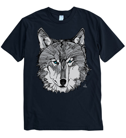 Grey Wolf Face Organic Cotton Unisex Tee