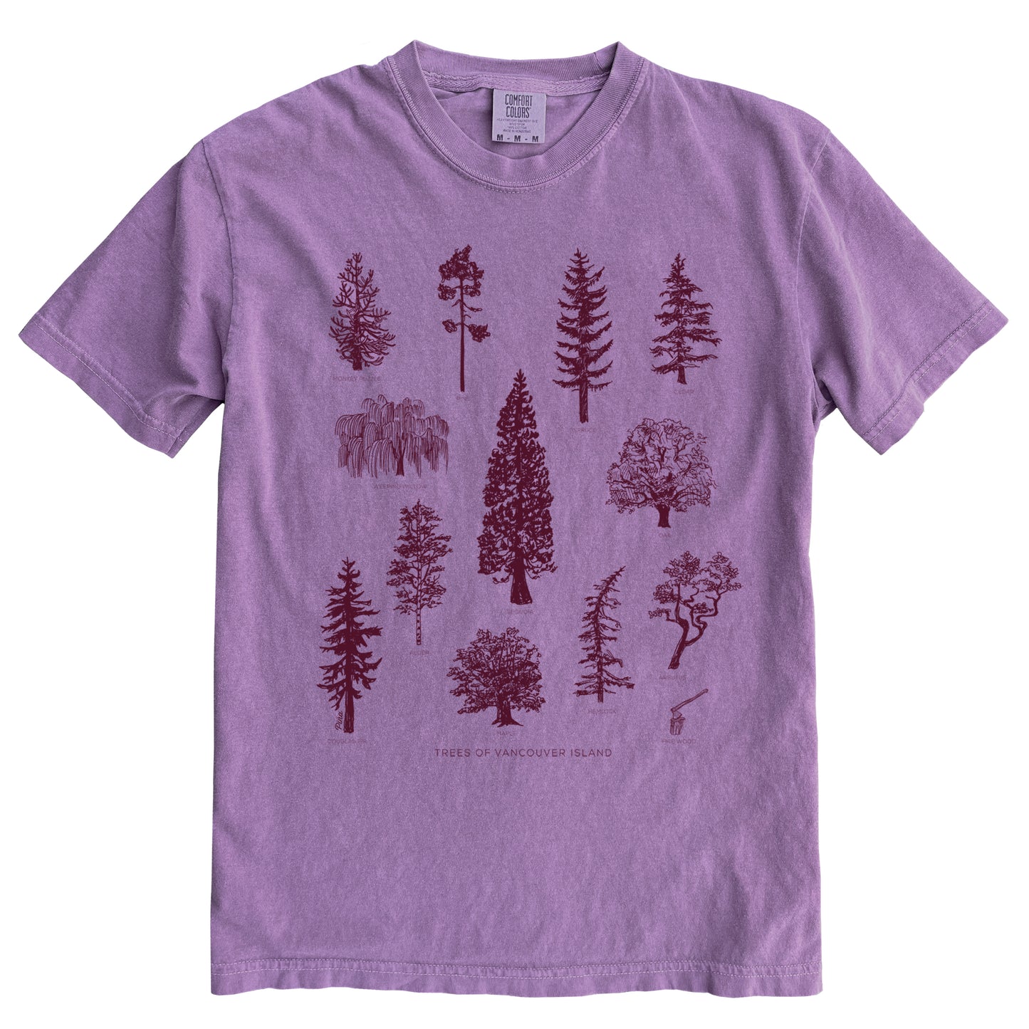 Tree Species in Purple Ink Comfort Colours Heavyweight Cotton Unisex Tee