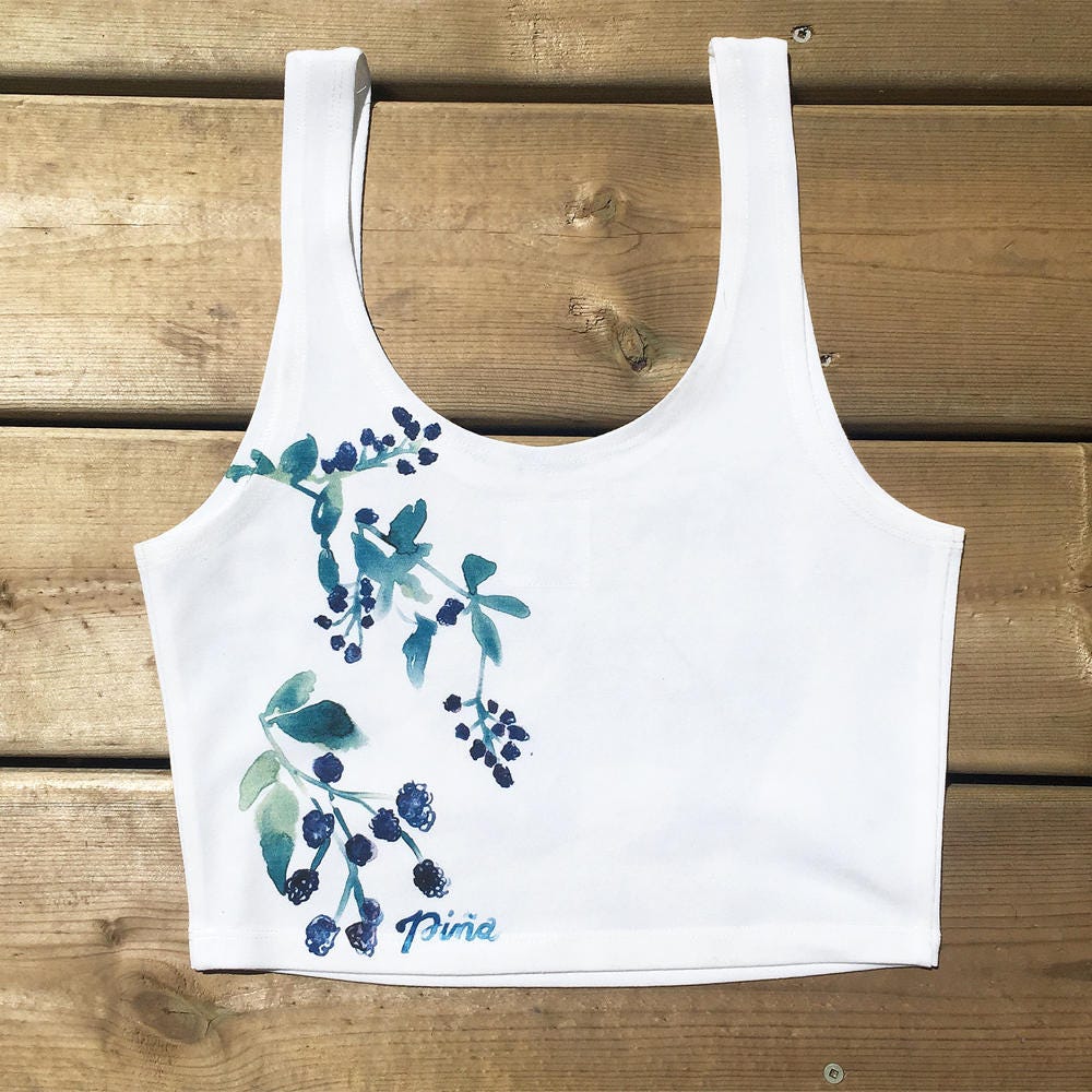 Watercolor Bear and Foliage Crop Top