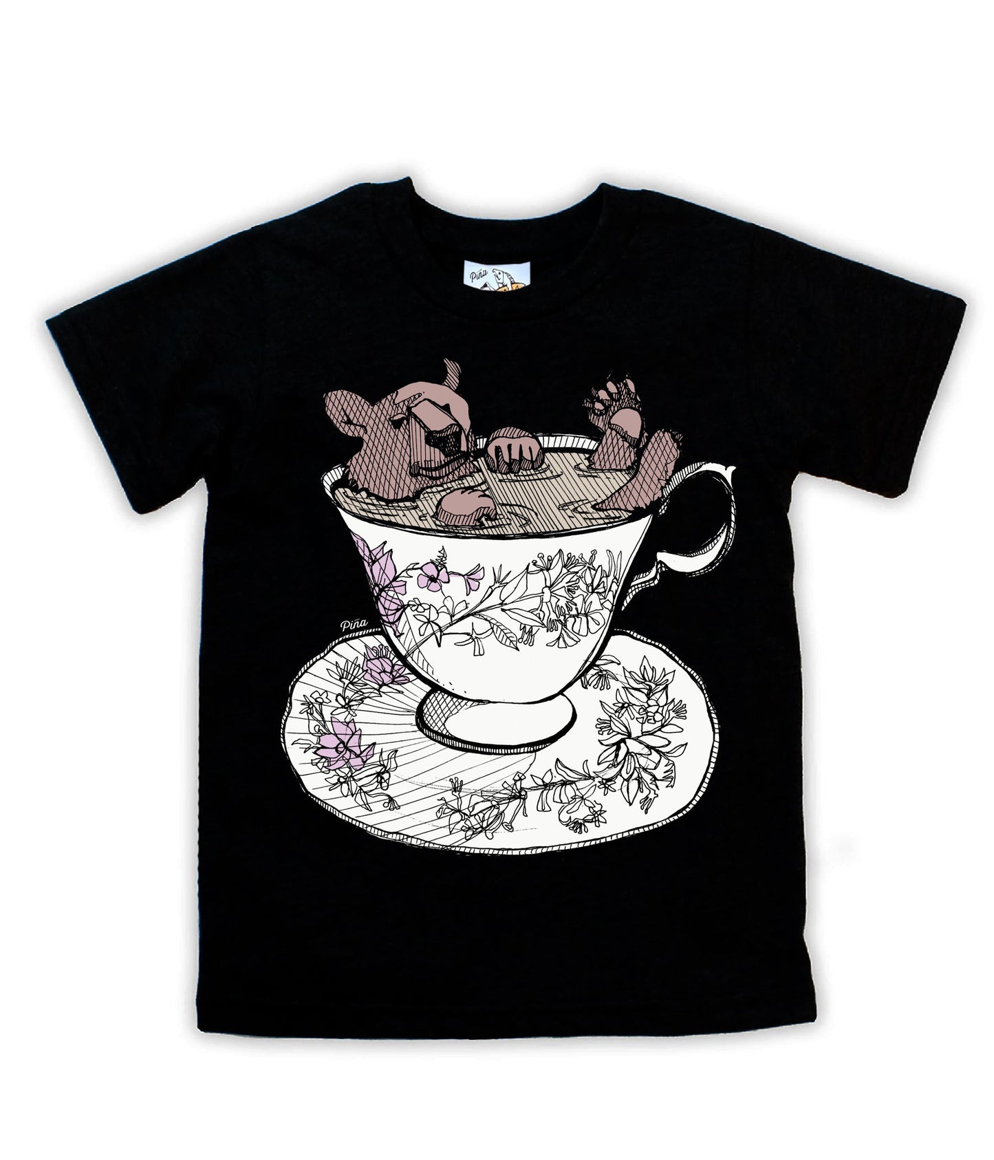 Bear in Teacup in Colour Organic Cotton Kids Tee