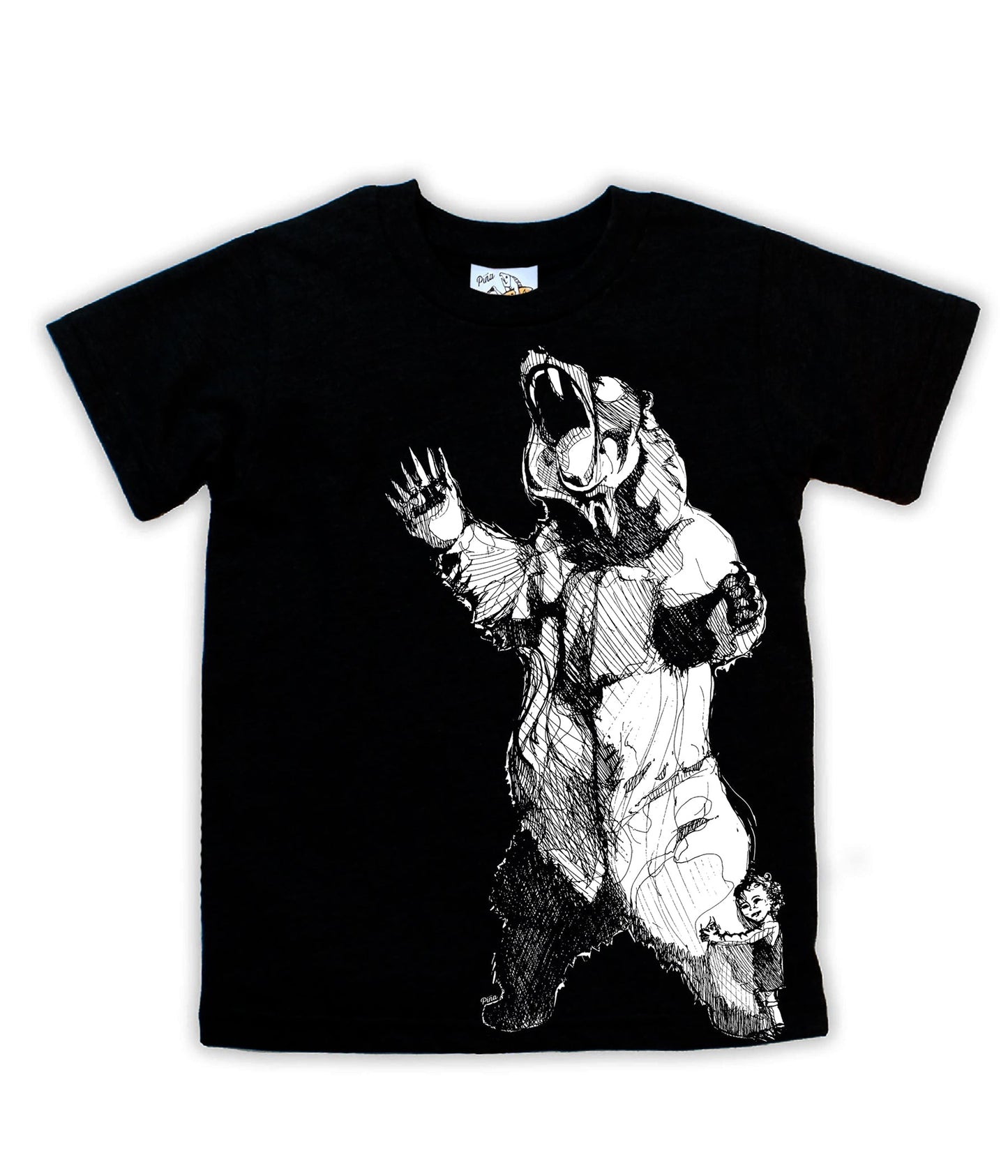 Bearhugger in White Ink Organic Cotton Kids Tee