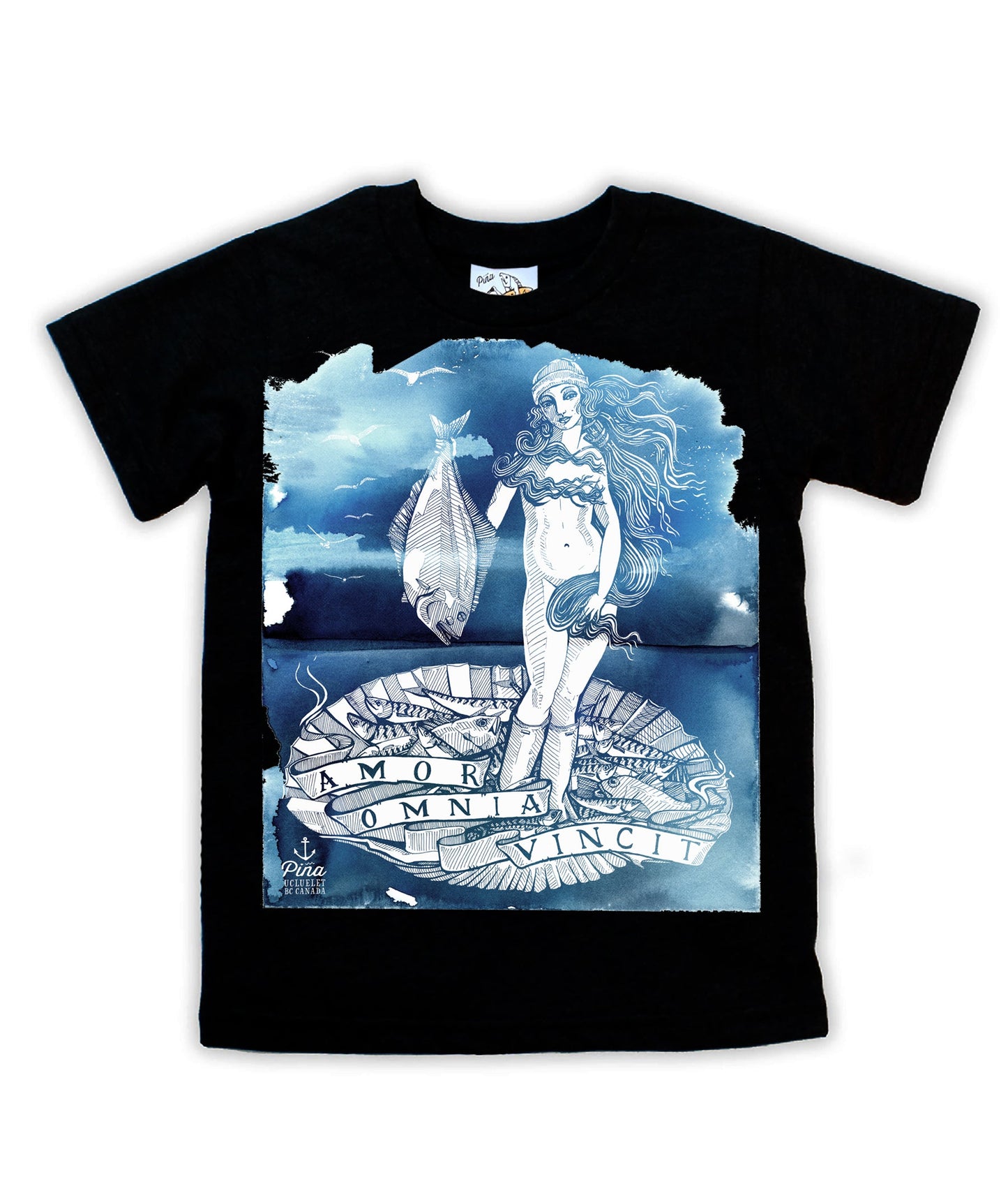 Birth of Venus on Watercolour Light on Dark Organic Cotton Kids Tee