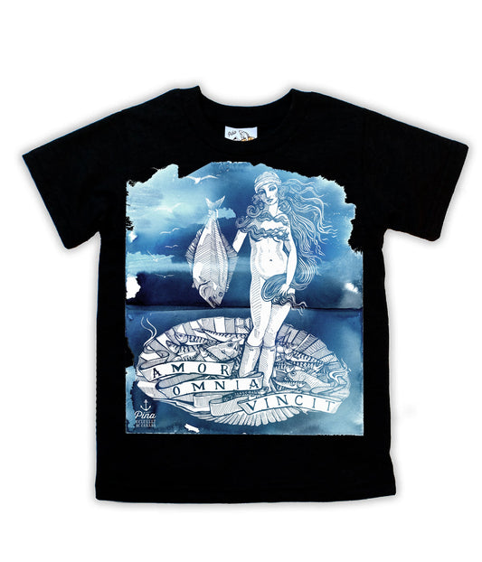 Birth of Venus on Watercolour Light on Dark Organic Cotton Kids Tee
