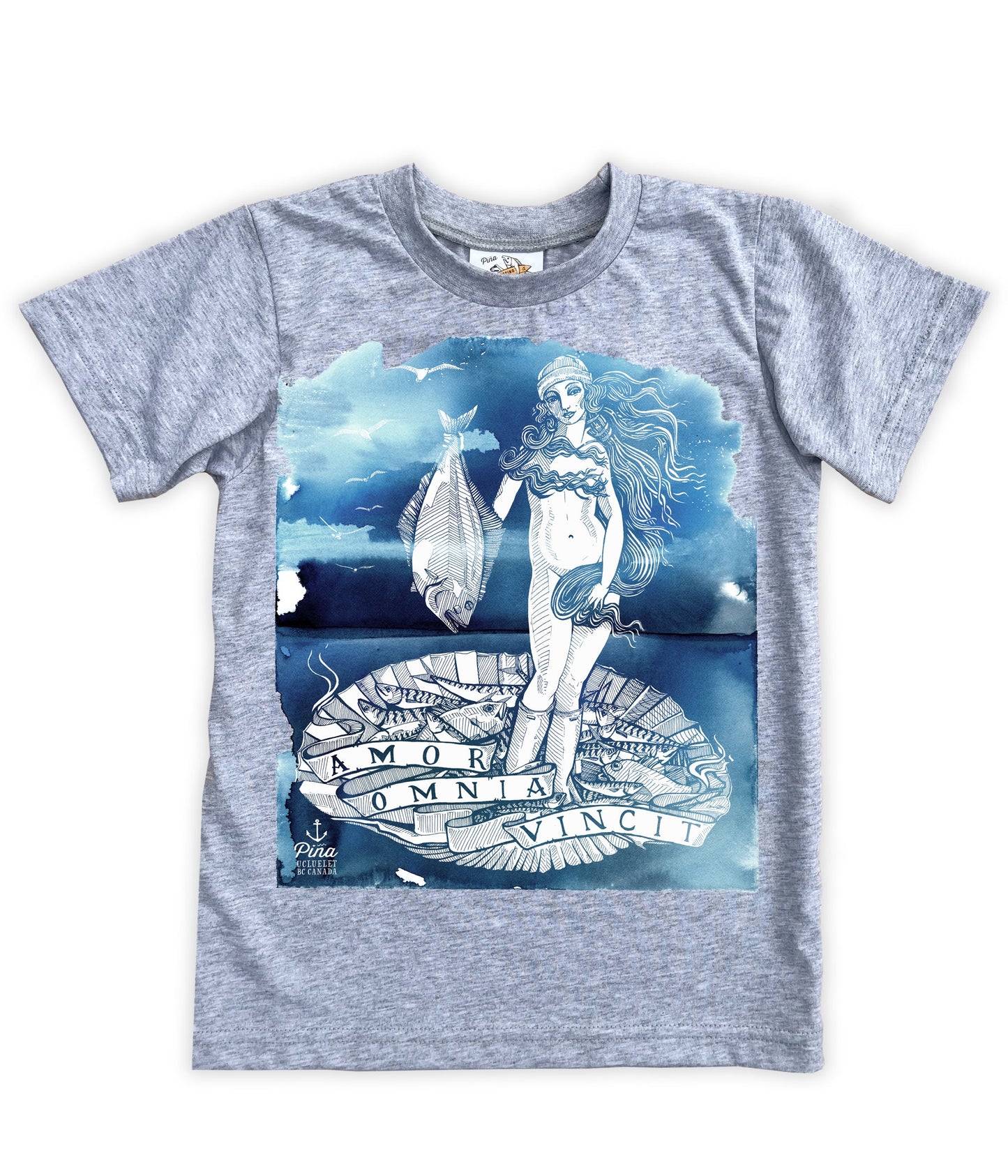 Birth of Venus on Watercolour Light on Dark Organic Cotton Kids Tee