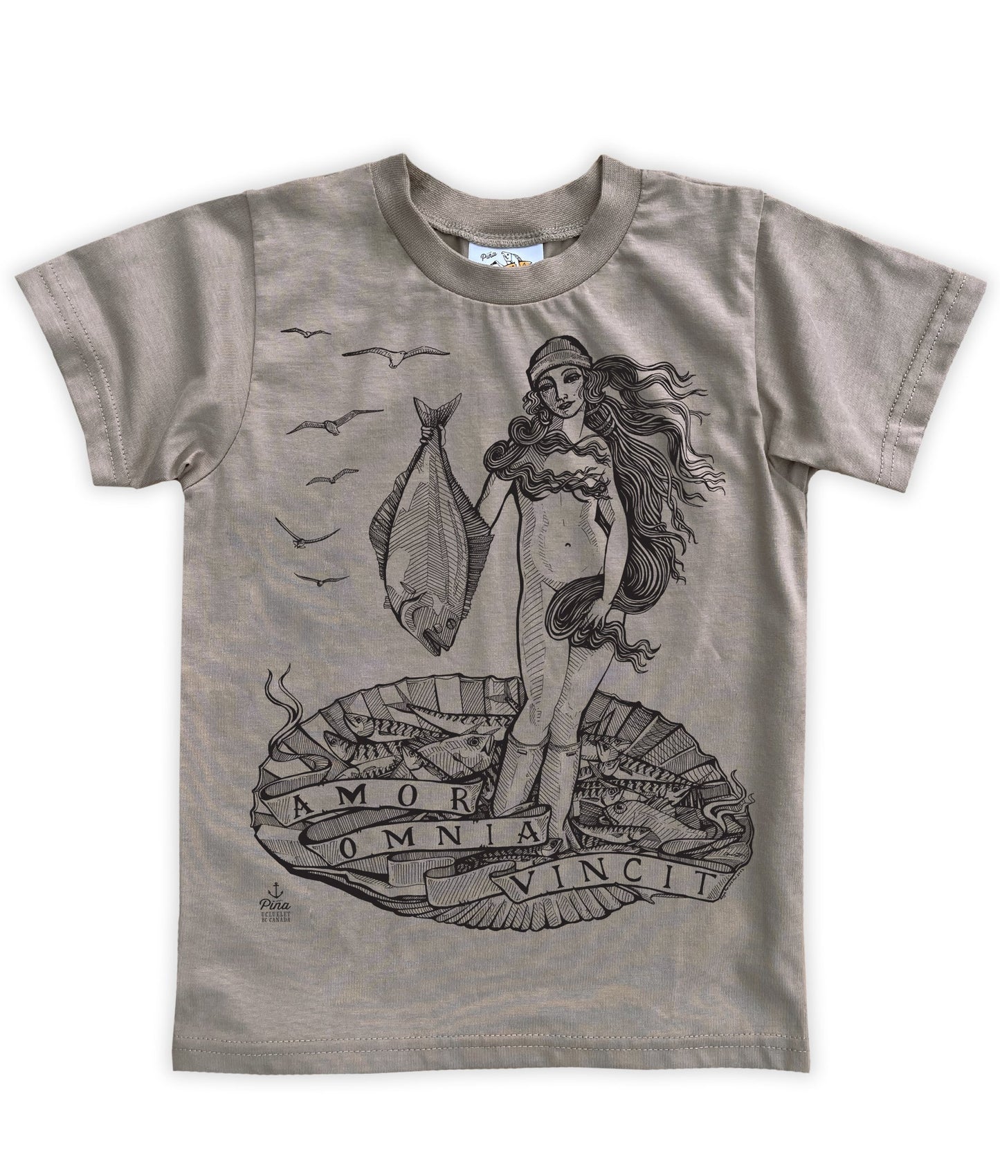 Birth of Venus in Black Organic Cotton Kids Tee