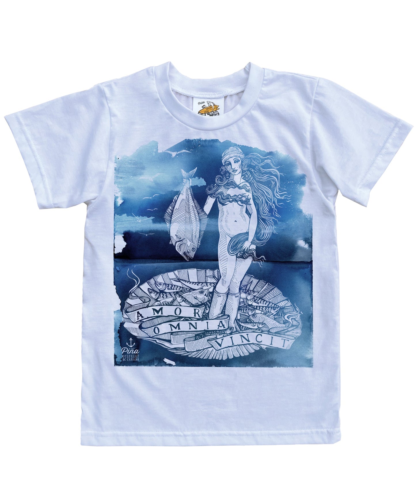 Birth of Venus on Watercolour Light on Dark Organic Cotton Kids Tee