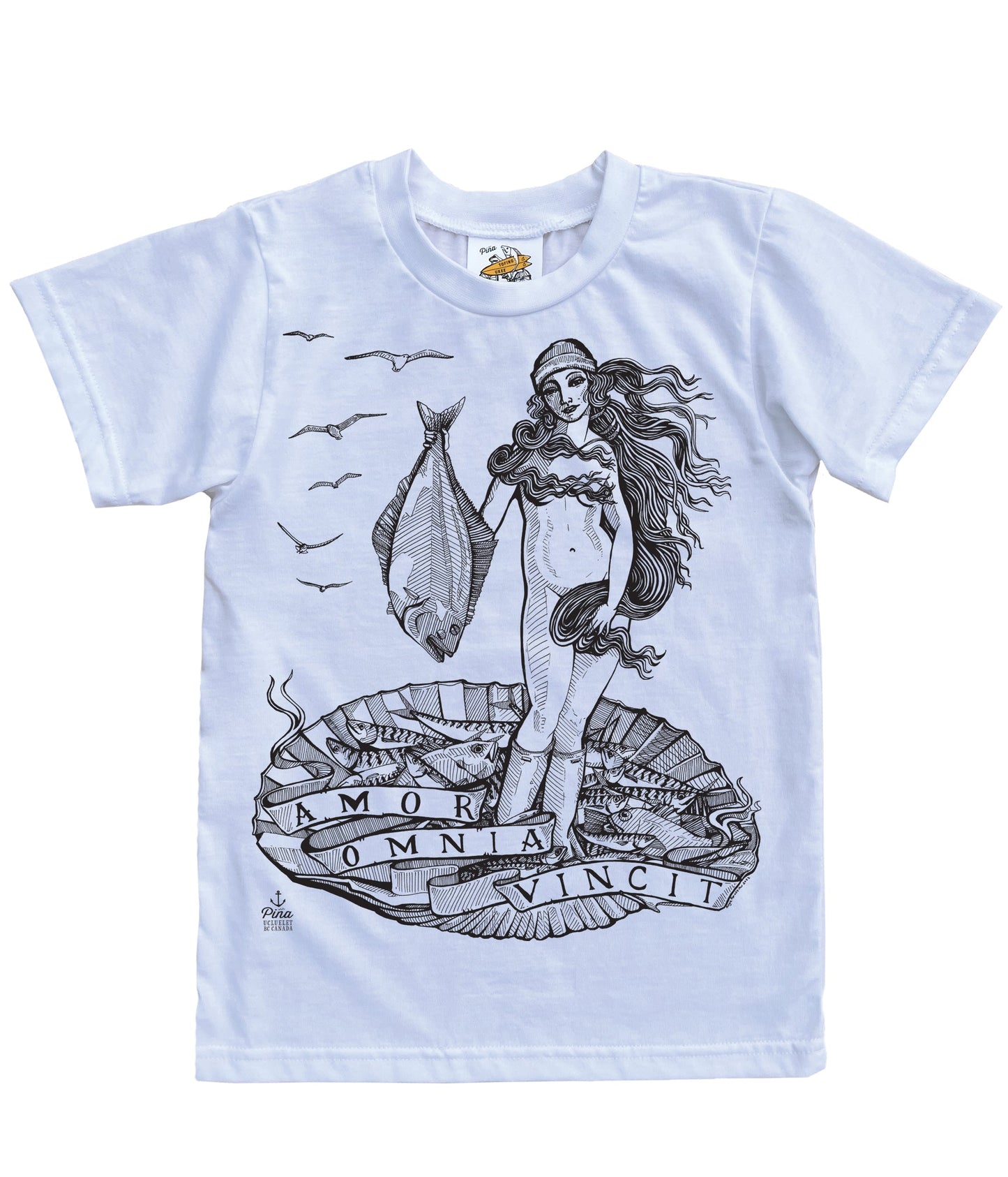 Birth of Venus in Black Organic Cotton Kids Tee