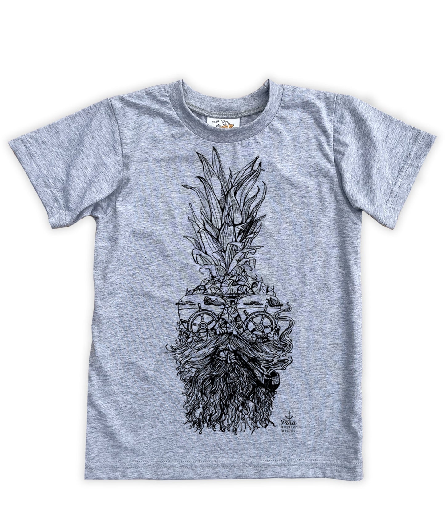 Captain Piña in Black Organic Cotton Kids Tee