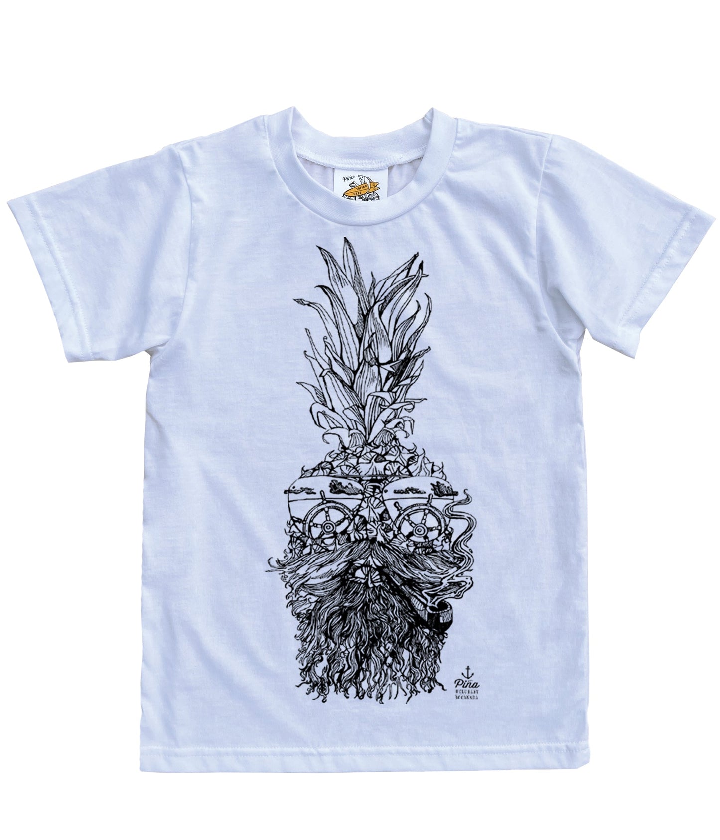 Captain Piña in Black Organic Cotton Kids Tee
