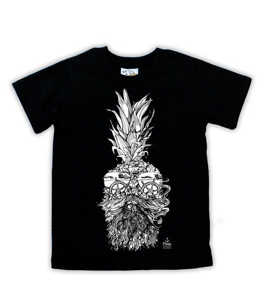 Captain Piña in White Negative Organic Cotton Kids Tee