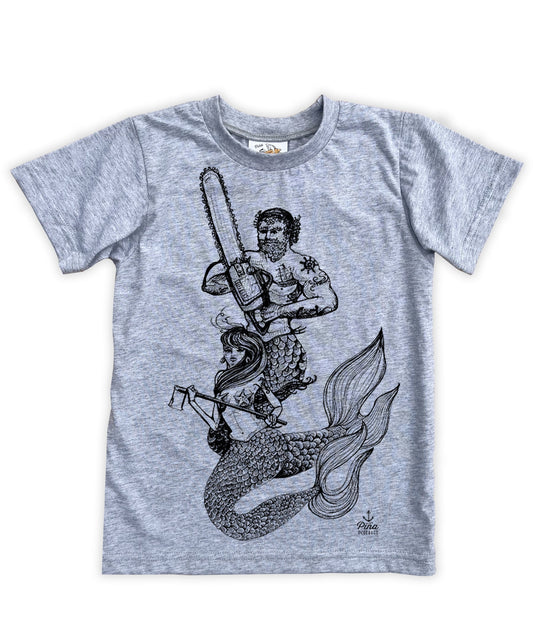 Chainsaw Mercouple in Black Organic Cotton Kids Tee