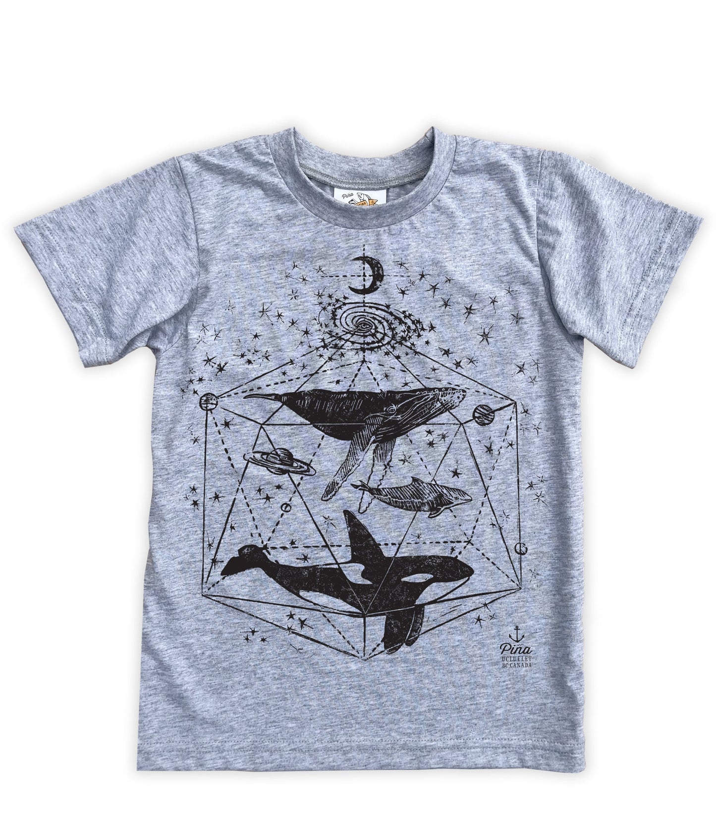 Galactic Whales in Black Organic Cotton Kids Tee