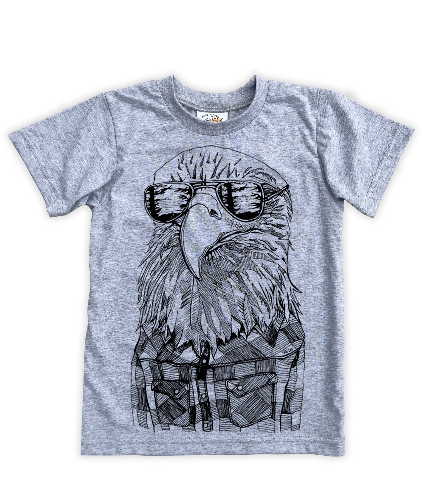 Hipster Eagle in Black Organic Cotton Kids Tee