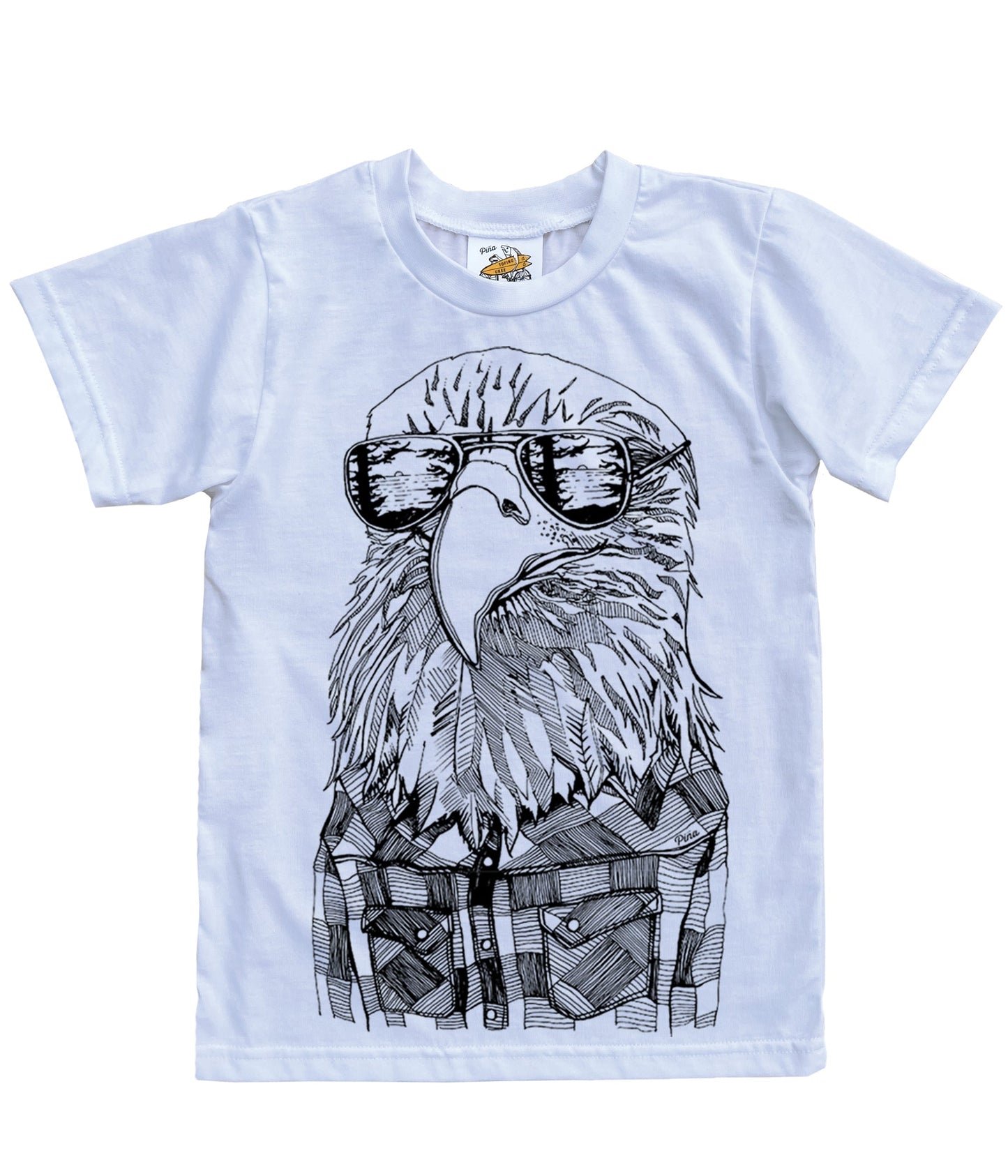 Hipster Eagle in Black Organic Cotton Kids Tee
