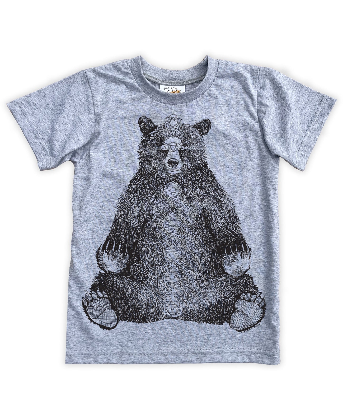 Kundalini Bear in Black Organic Cotton Kids Tee