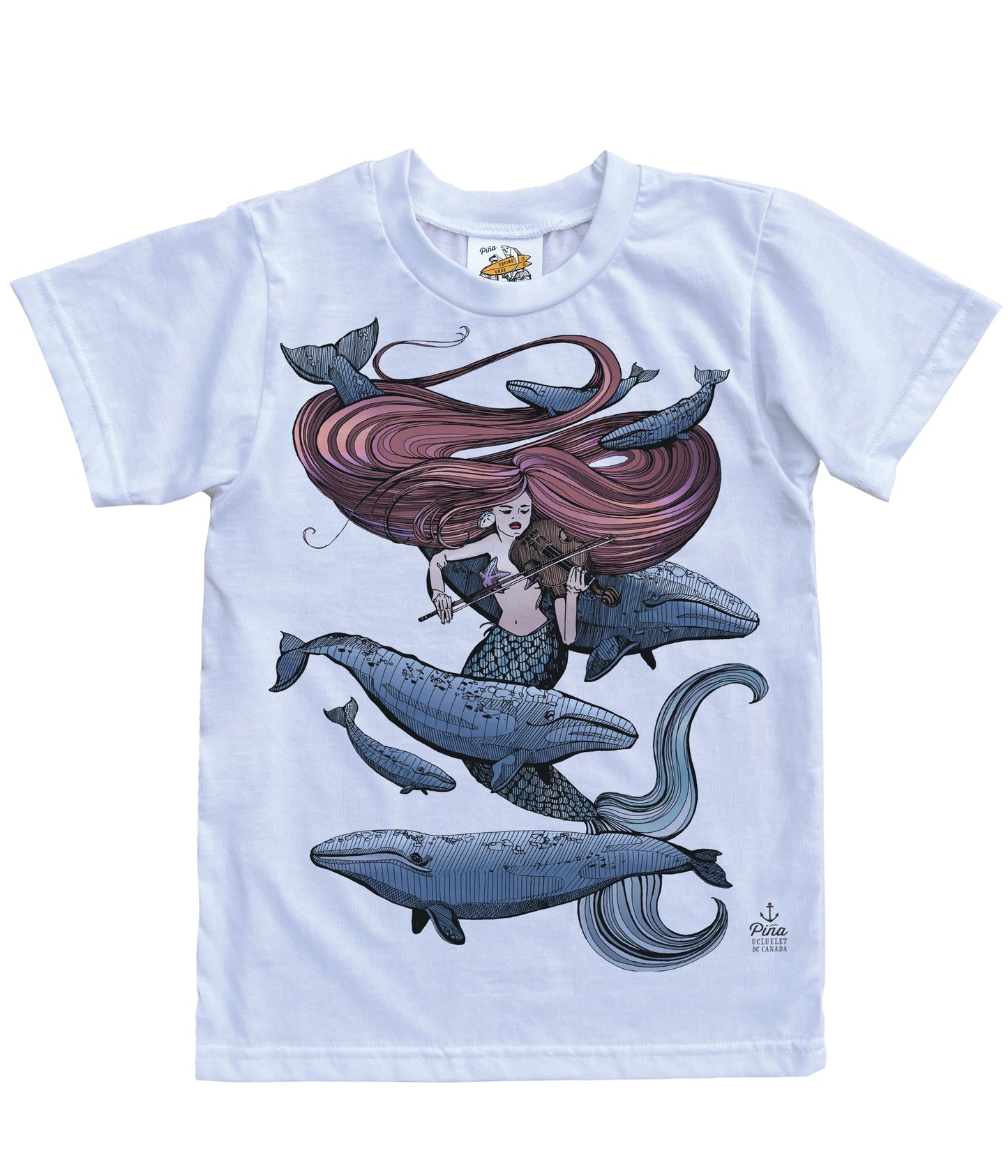 Mermaid Fiddling in Colour Organic Cotton Kids Tee