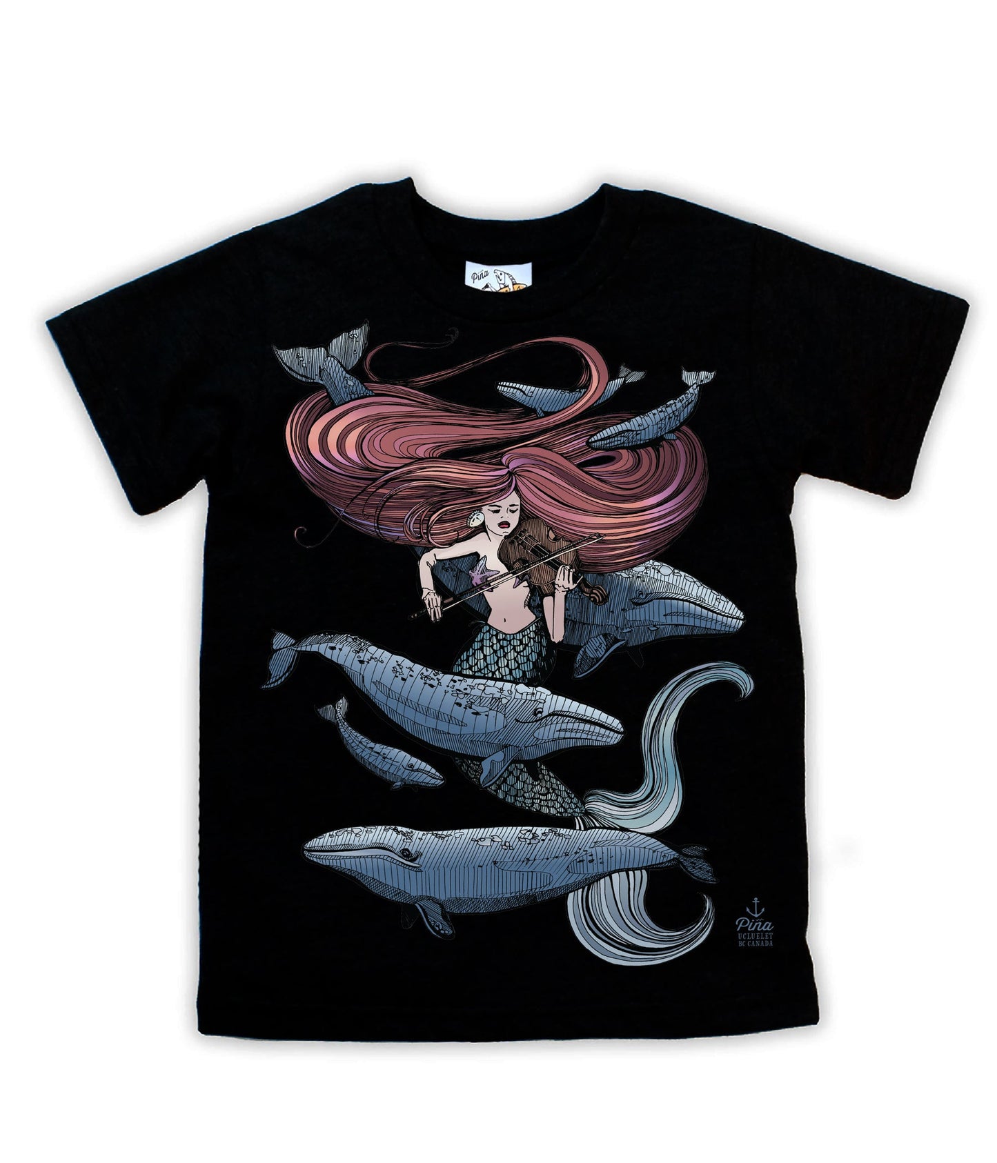 Mermaid Fiddling in Colour Organic Cotton Kids Tee