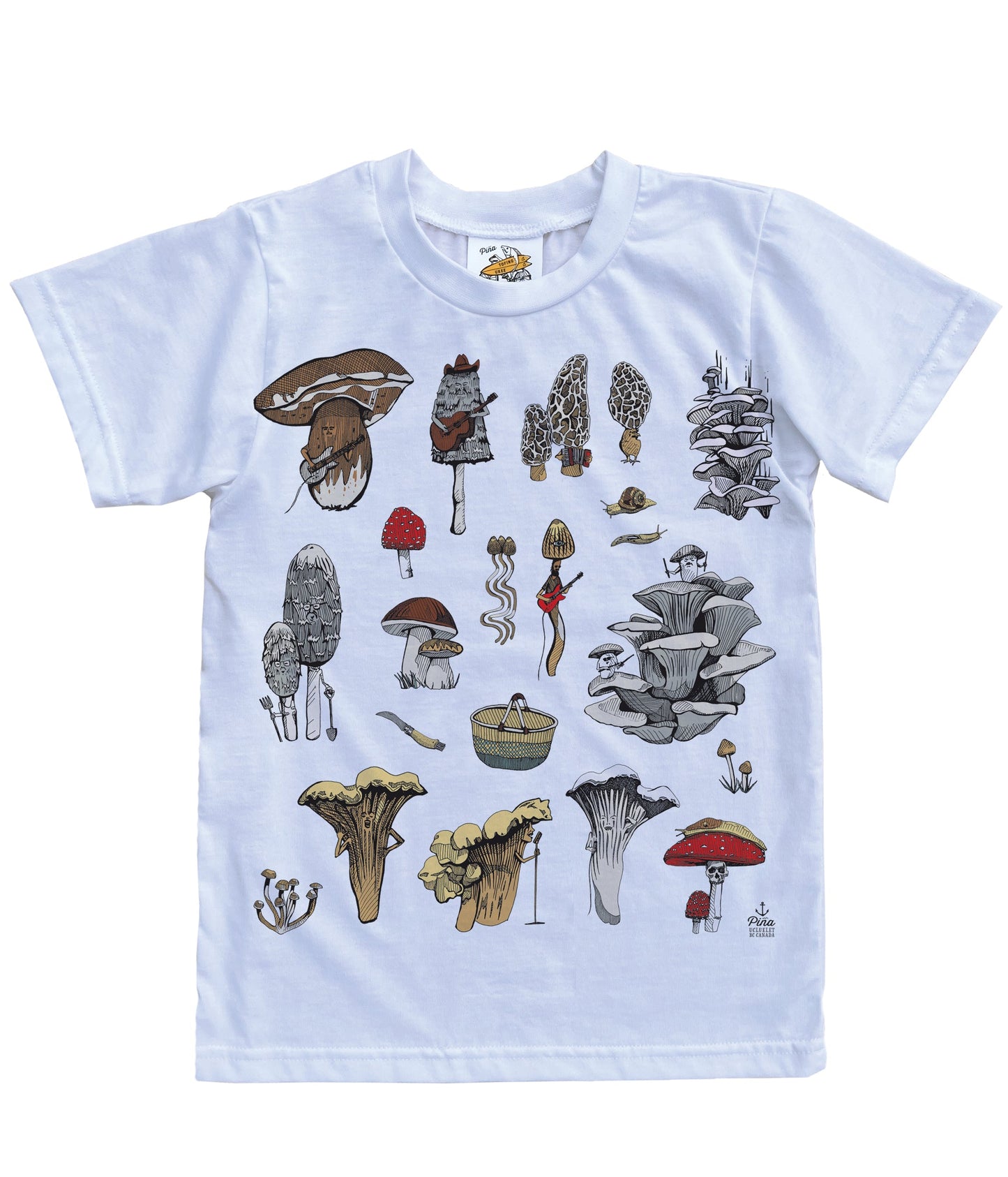 PNW Mushrooms in Colour Organic Cotton Kids Tee
